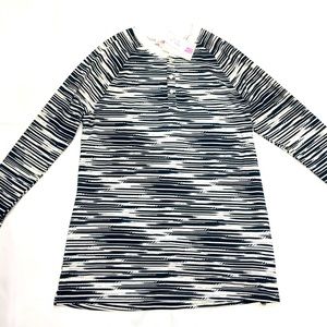 NWT Lularoe Mark Shirt medium black and white stripes long sleeves